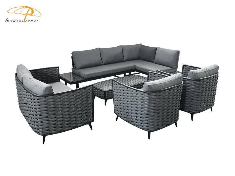 grey rope corner sofa set